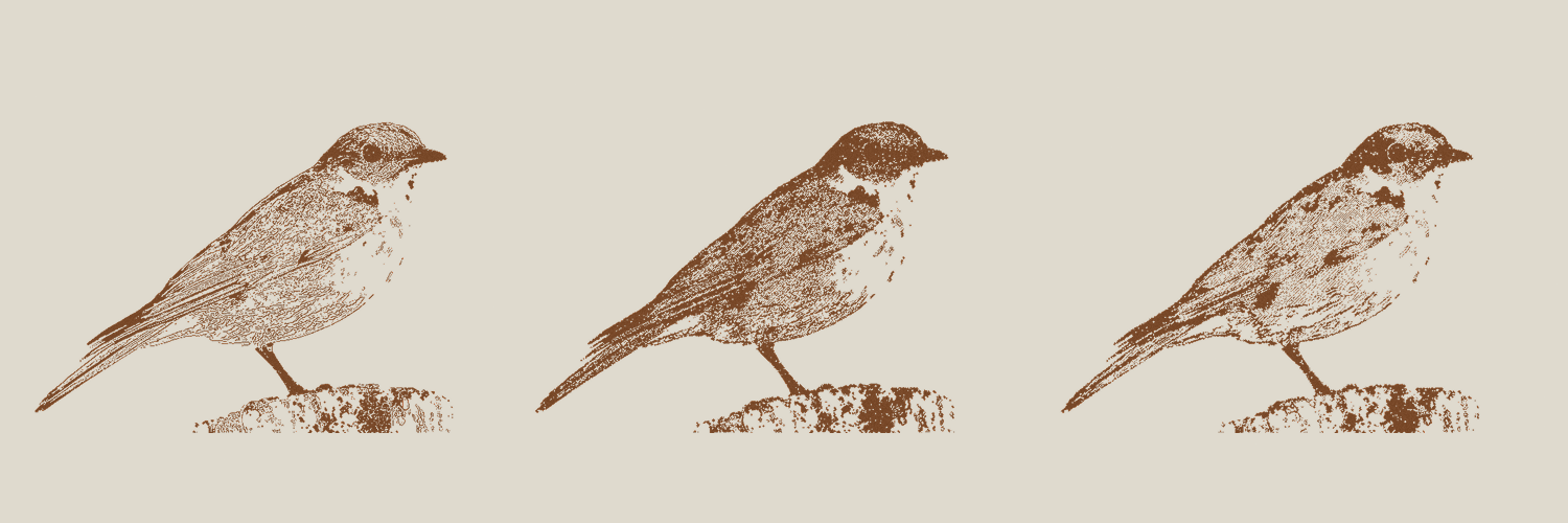 InkKit presets compared — same source rendered through Sketch (1px line work), Stamp (hand-pressed rubber-stamp impression), and Vintage (worn block-print)